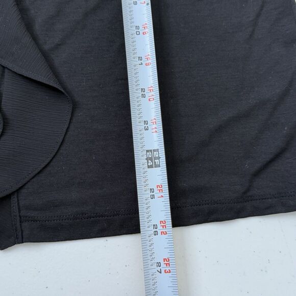 Talbots Top SZ 1X Black Lightweight Jersey Ruffle Panel Front 3/4 Sleeve Stretch - Picture 8 of 10